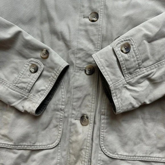 Lands' End Cream Utility Jacket with Brown Collar - Picture 3 of 8
